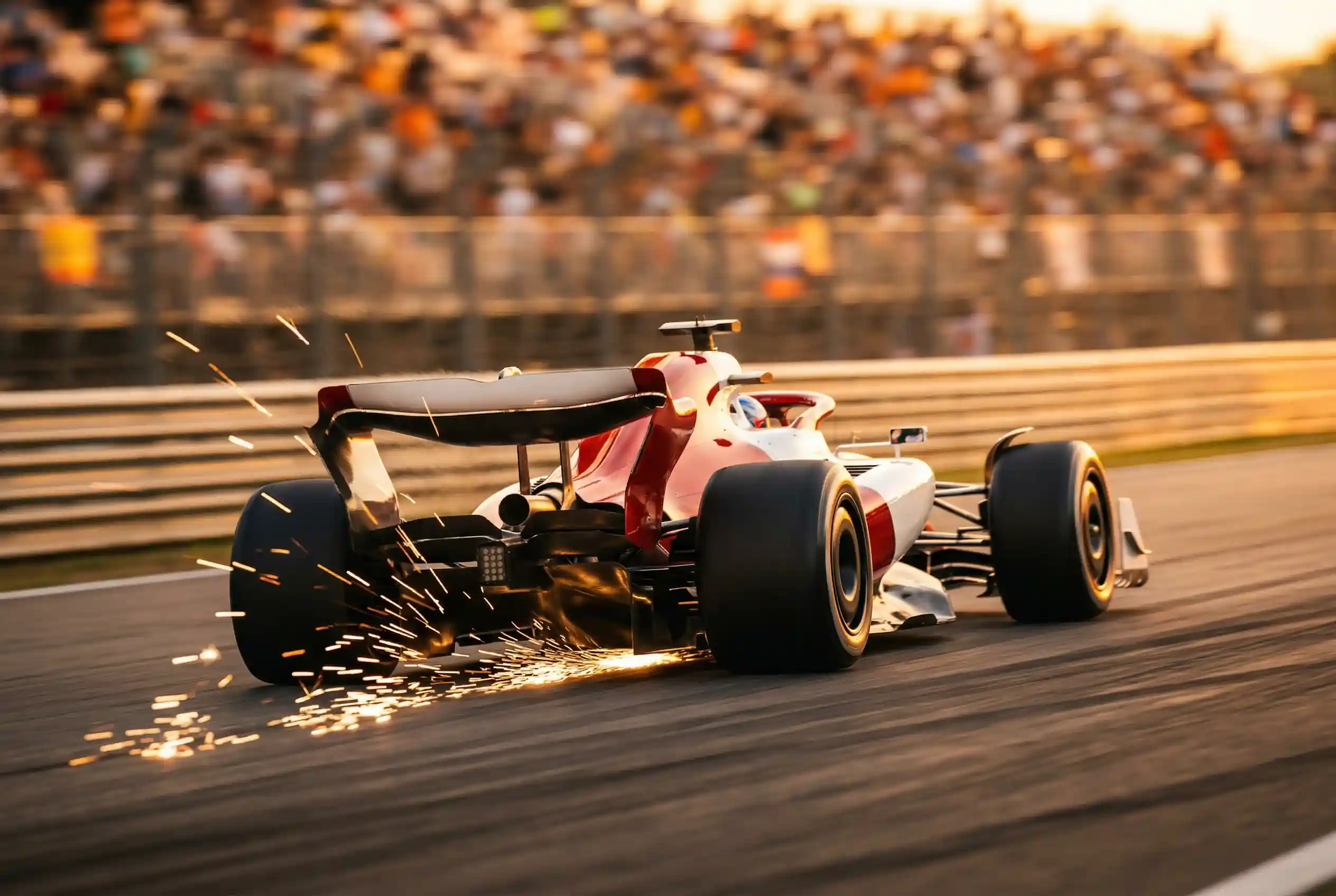 Formule 1-auto op het circuit tijdens een Grand Prix